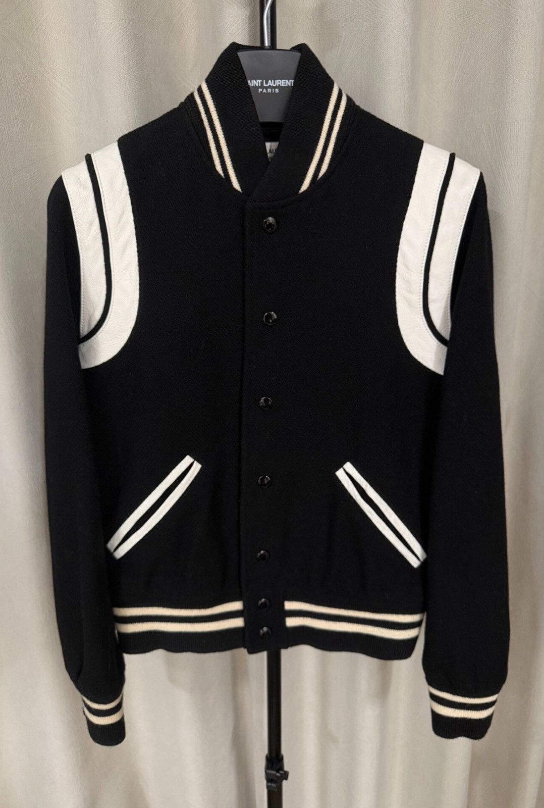 Saint Laurent Paris Saint Laurent SLP Classic Black & White Varsity Jacket Size S / US 4 / IT 40 - 1 Thumbnail
