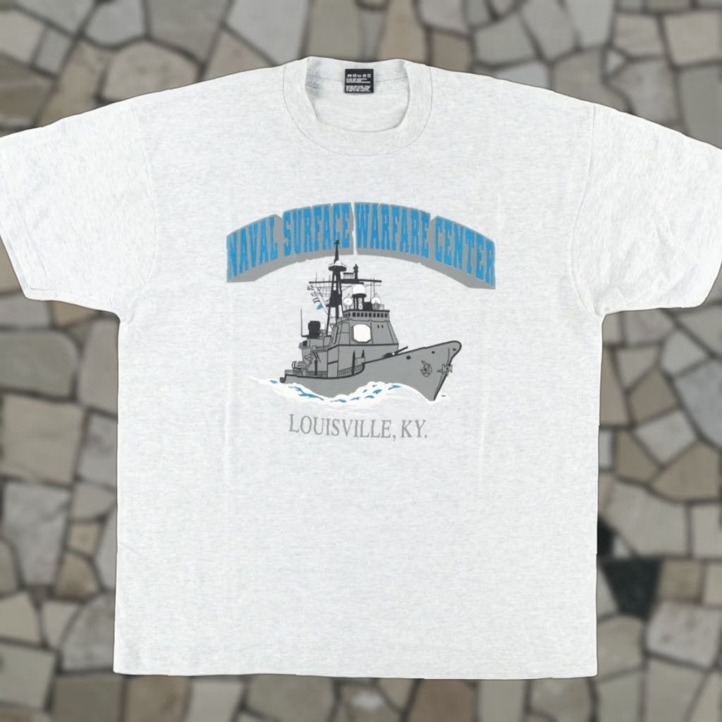 Fruit Of The Loom VTG Navy Warfare Center Louisville Solid T-Shirt Gray Men's XL Size US XL / EU 56 / 4 - 1 Thumbnail