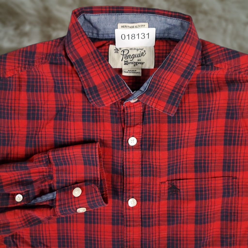 Original Penguin VINTAGE Original Penguin Shirt Mens Small Red Plaid Slim Fit Button-Up Size US S / EU 44-46 / 1 - 1 Thumbnail