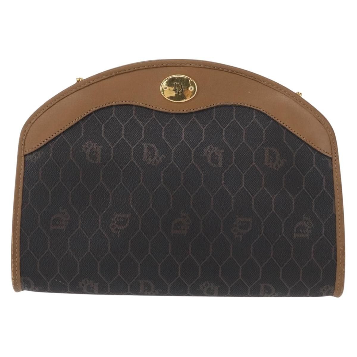 Christian Dior Vintage Honeycomb Shoulder Bag Canvas and Leather