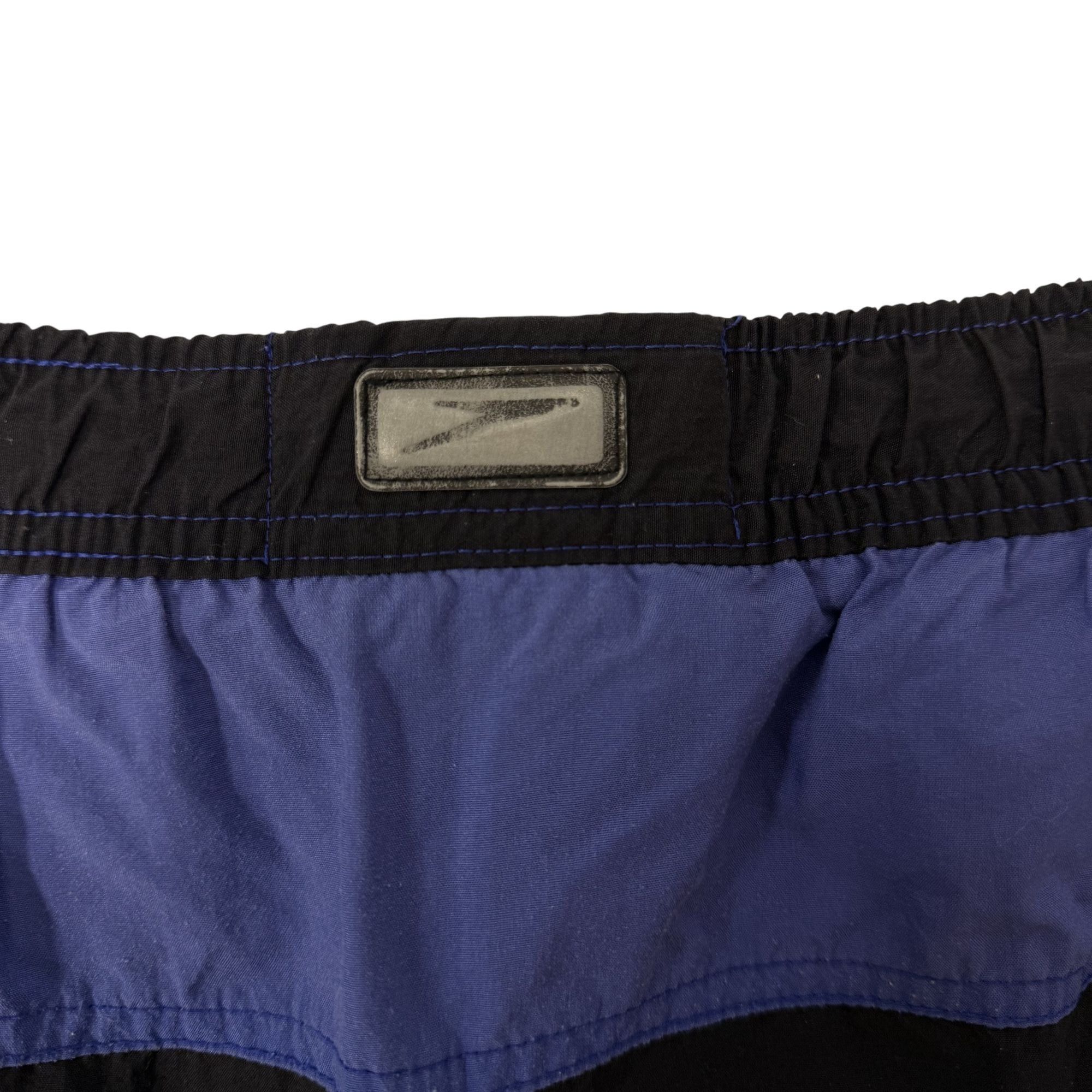 Speedo Vtg Speedo Black Blue Swim Trunks SPELL OUT Logo Shorts Size US 36 / EU 52 - 11 Thumbnail