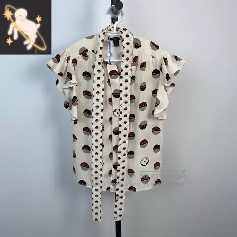 Louis Vuitton Louis Vuitton Polka-dot Ribbon Ruffle Shirt Size XXS / US 00 / IT 34 - 1 Thumbnail