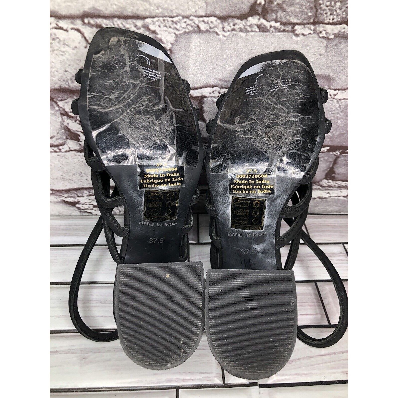 Free People Free People Black Leather Cuban Heel Cage Strappy Sandals Wo Size US 7 / IT 37 - 6 Thumbnail