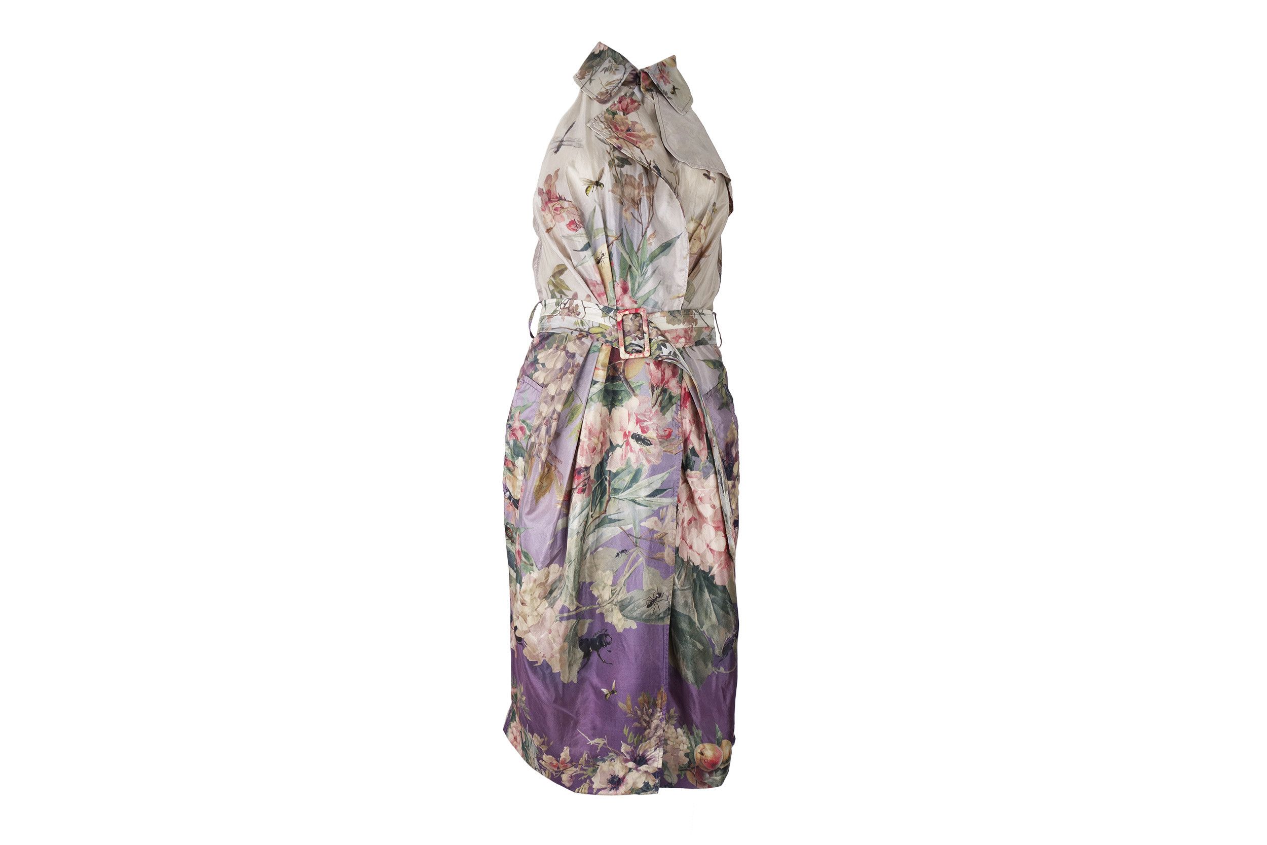 Jean Paul Gaultier Floral Print Silk Belted Dress Vintage