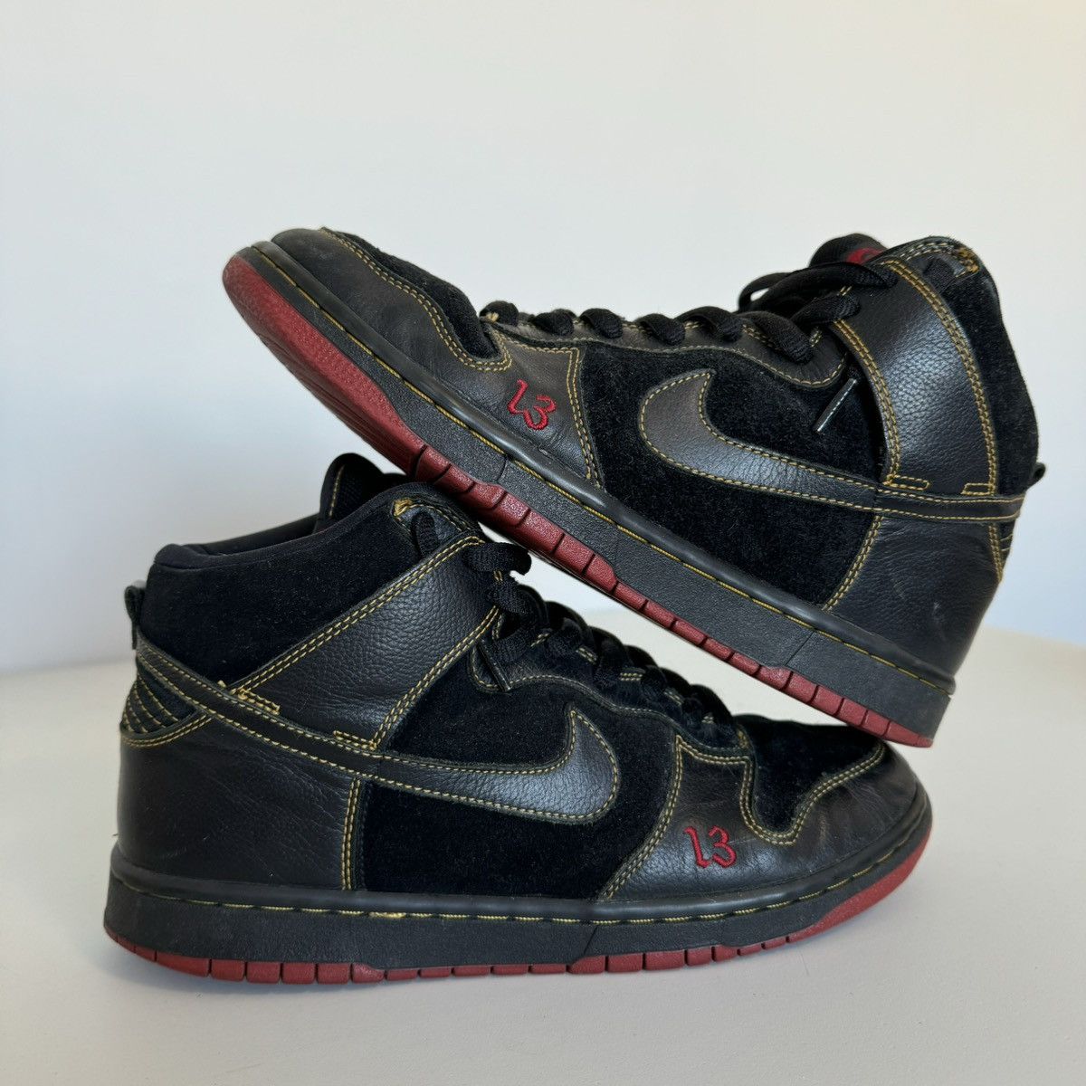 image of 2004 Nike Dunk High Pro Unlucky 13 Shoes in Black, Men's (Size 10)