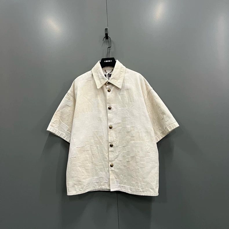 Louis Vuitton Louis Vuitton Beige plaid embroidered short-sleeved shirt 2 Size US XL / EU 56 / 4 - 1 Thumbnail