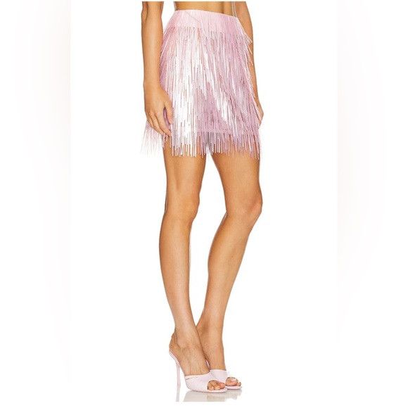 Other MARIANDREE GAITAN Paula Elegant Pink Fringe Skirt SMALL Size 26" / US 2 / IT 38 - 4 Thumbnail