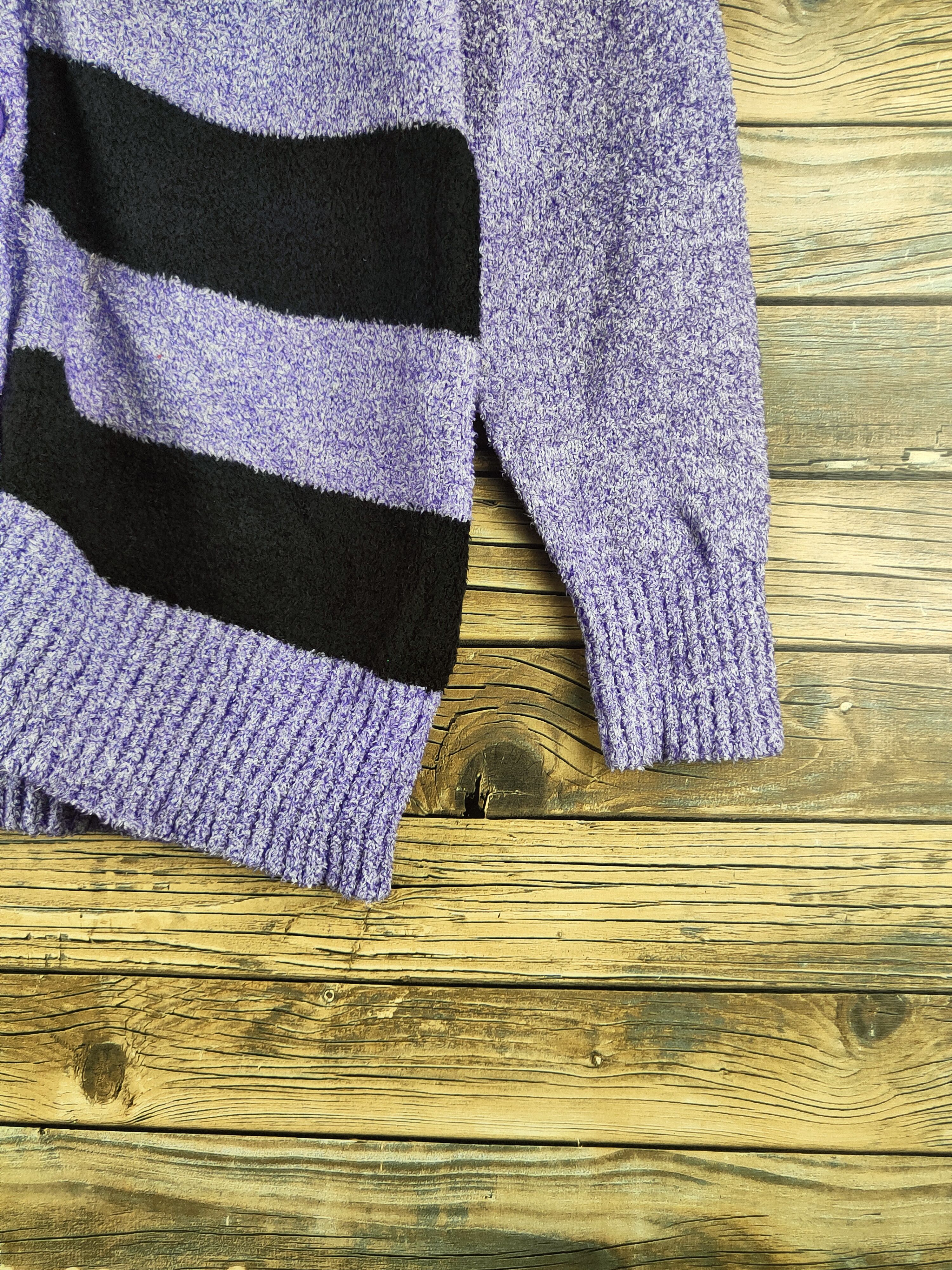 Japanese Brand DL Blue Cross Purple Black Knitwear Cardigan #46-910 Size L / US 10 / IT 46 - 7 Thumbnail