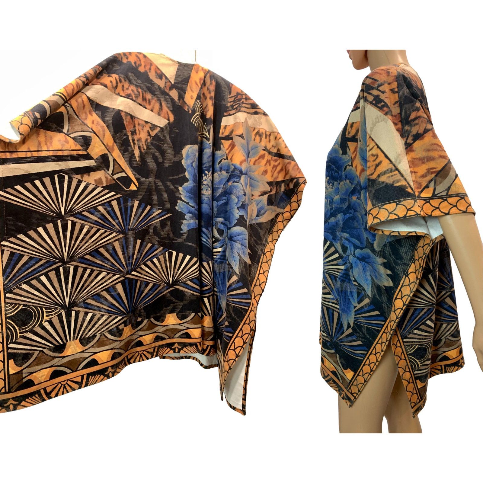 Chicos Blue & Multicolor ULTRA-SUEDE Faux Suede Oversized Ruana Size ONE SIZE - 8 Thumbnail