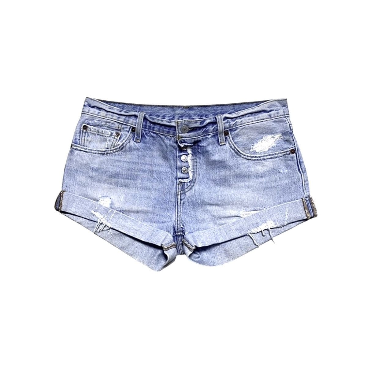Levi's Vintage Clothing Women’s Levi’s Washed Distressed Reworked Shorts Denim Jeans Size 27" / US 4 / IT 40 - 1 Thumbnail