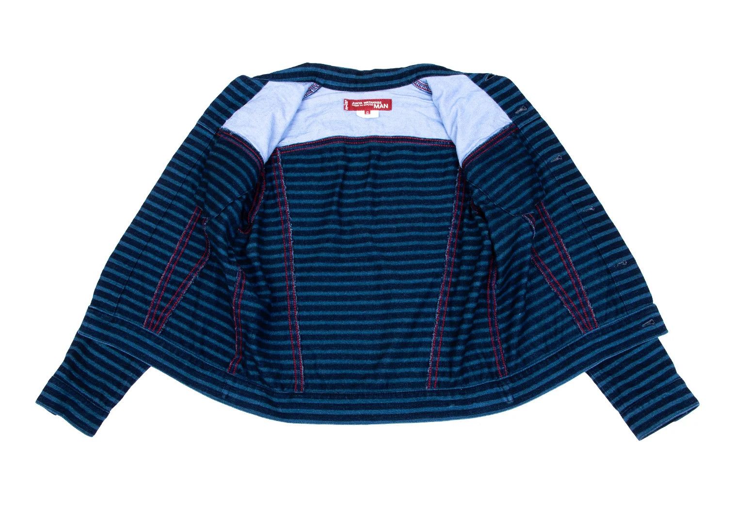 Junya Watanabe Cotton Stripe Sweat Trucker Jacket in Blue, Size XS Size US XS / EU 42 / 0 - 12 Thumbnail
