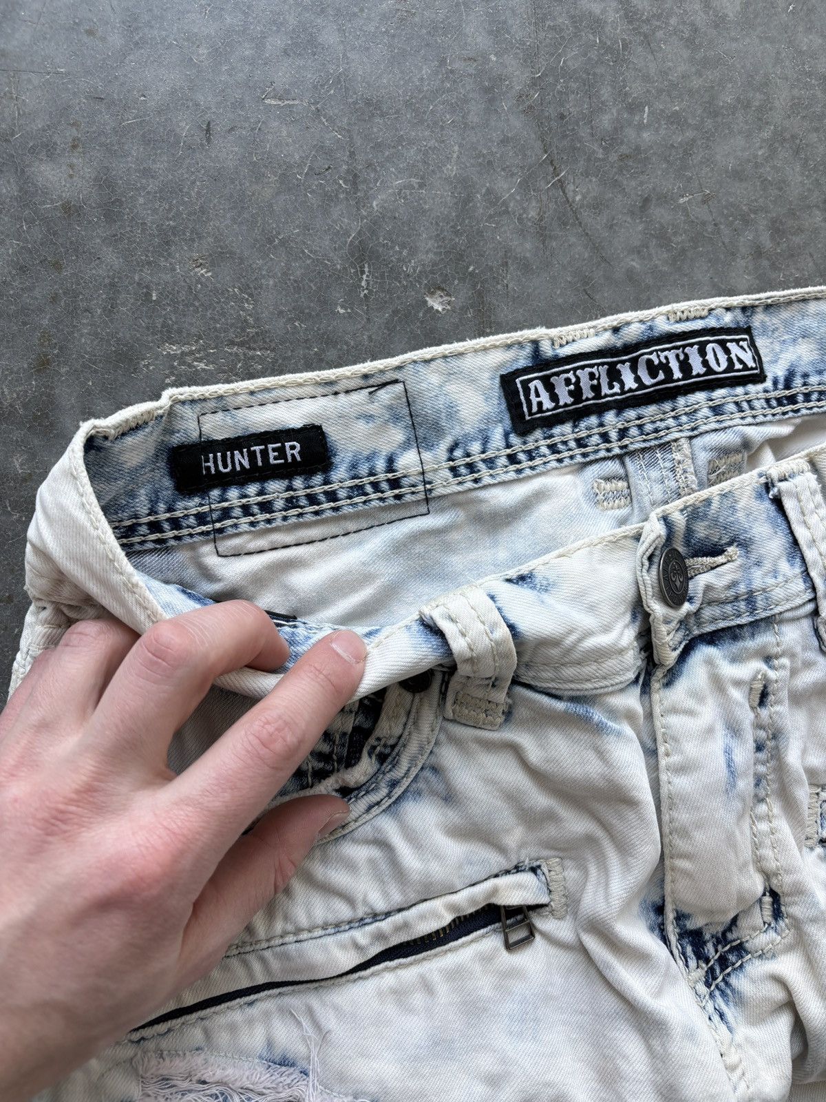 Affliction Vintage Y2K Affliction Jean Shorts Hunter Moto Size US 31 - 5 Thumbnail