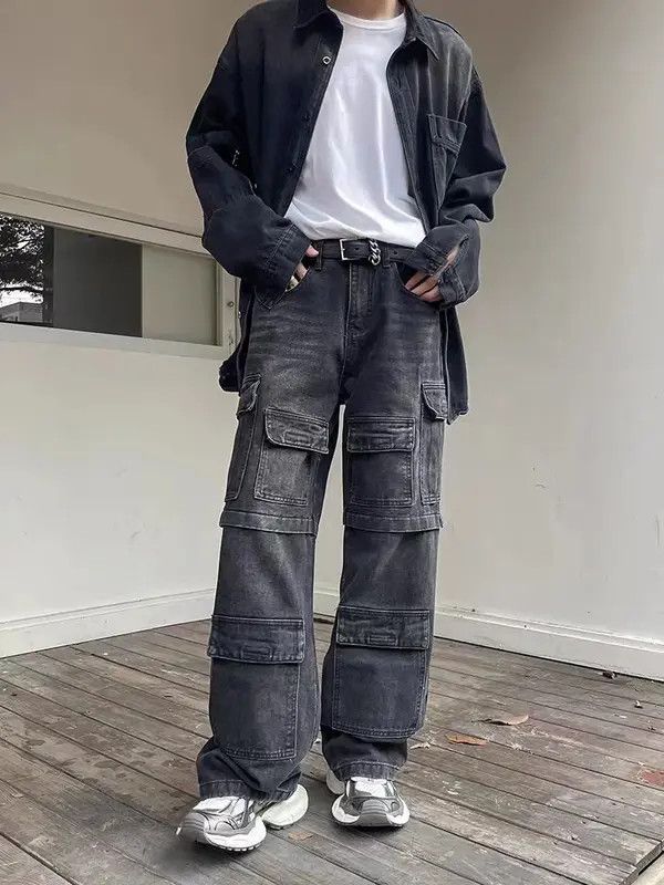 VIBE Retro washed heavy duty functional multi-pocket work jeans Size US 32 / EU 48 - 6 Thumbnail