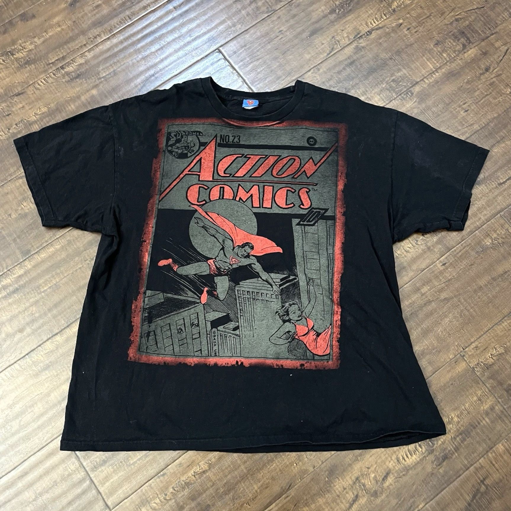 Vintage VINTAGE Superman T-Shirt Mens 2XL DC Black Crew Neck Short Sleeve Big Graphic AOP Comics Size US XXL / EU 58 / 5 - 2 Thumbnail