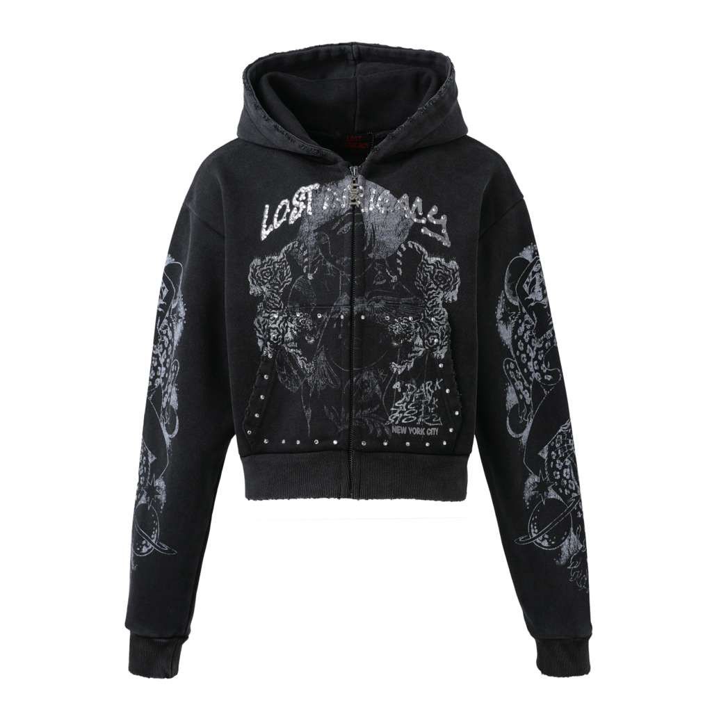 LOST INTRICACY Lost Intricacy 'Twin Tiger' Black Zip Up Hoodie (Women's) Size US XS / EU 42 / 0 - 1 Preview