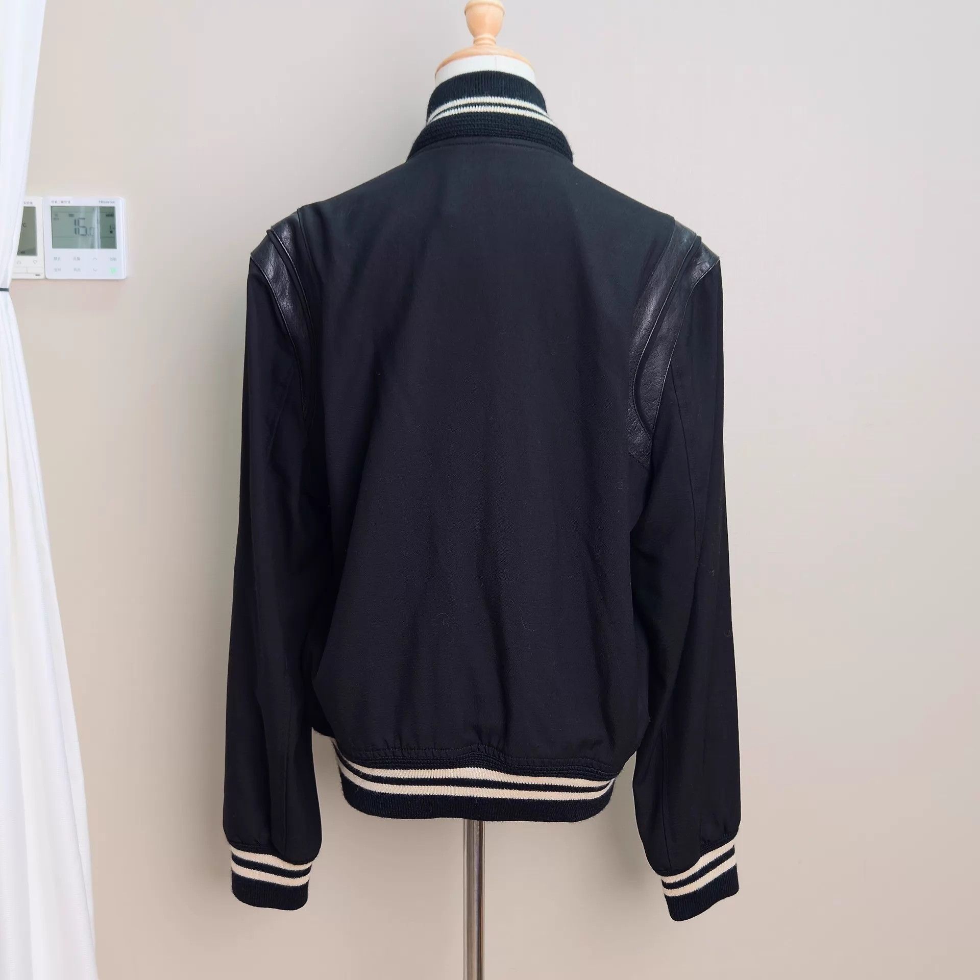 Yves Saint Laurent YSL Black Wool & Leather 48 Jacket Size US M / EU 48-50 / 2 - 2 Thumbnail