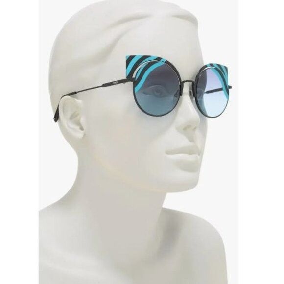 Fendi Fendi Womens Blue Cat Eyes Metal Frame 53mm Modified Sunglas Size ONE SIZE - 4 Thumbnail
