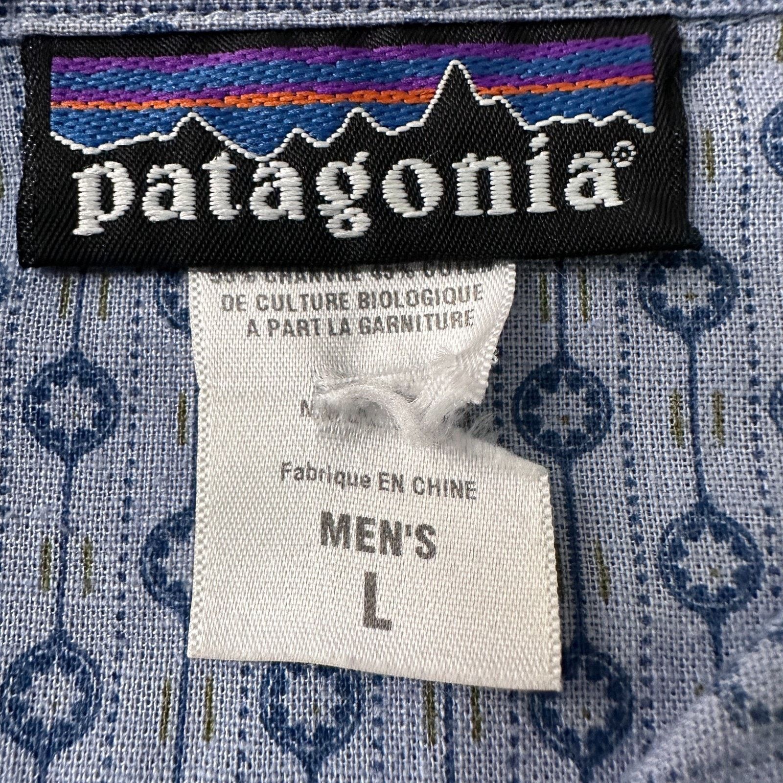 Patagonia VTG Patagonia Shemp Shirt Men’s L Blue Geometric Hemp Cotton Size US L / EU 52-54 / 3 - 6 Thumbnail