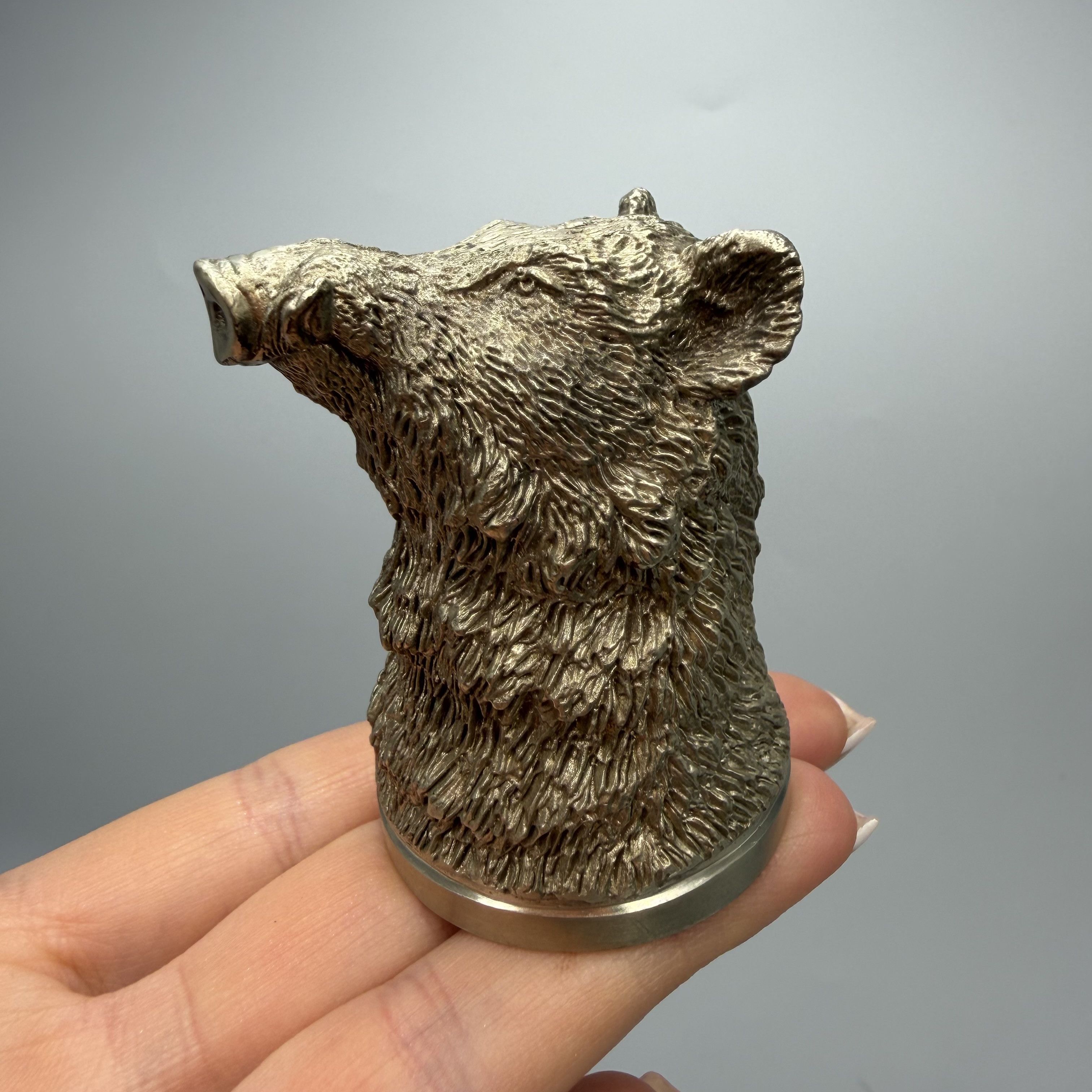 Vintage Vintage Metal Shot Glass Wild Boar Head Figurine Handcrafted Size ONE SIZE - 6 Thumbnail