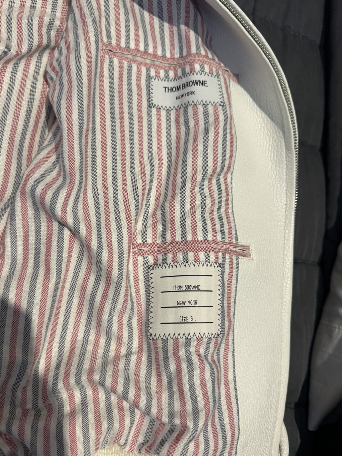 Thom Browne Thom Browne White Leather Jacket - Size 3 Size US XS / EU 42 / 0 - 3 Thumbnail