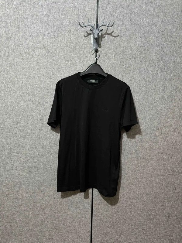 Fendi Fendi Black Cotton Embroidered Logo T-Shirt 0089 Size US S / EU 44-46 / 1 - 1 Thumbnail