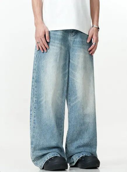 Japanese Brand American retro washed all-match loose casual jeans for men Size US 32 / EU 48 - 4 Thumbnail