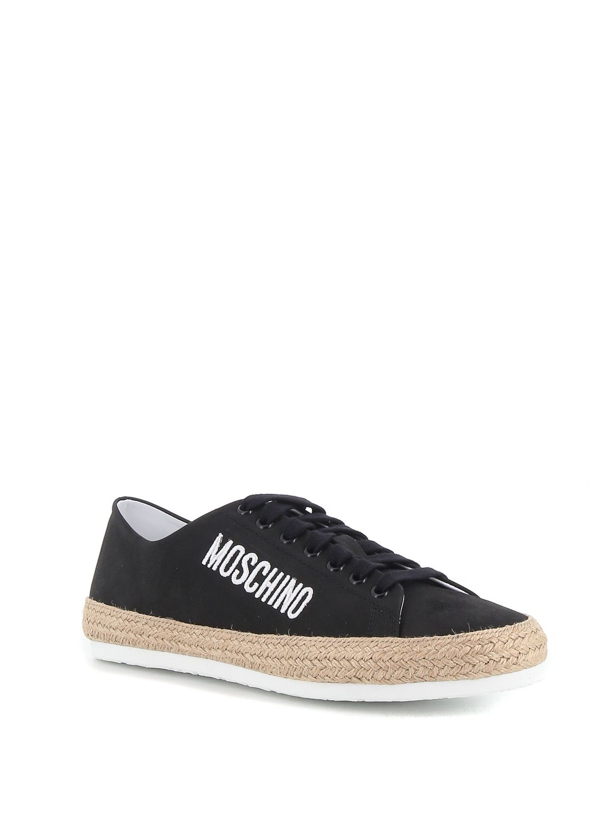 Moschino o1y0225 Logo Embroidered Espadrilled in Black/Beige Size US 6 / EU 39 - 2 Thumbnail
