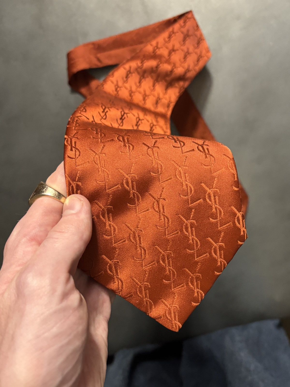 Yves Saint Laurent Vintage YSL Monogram Tie Necktie 1970s Yves Saint Laurent Size ONE SIZE - 13 Thumbnail