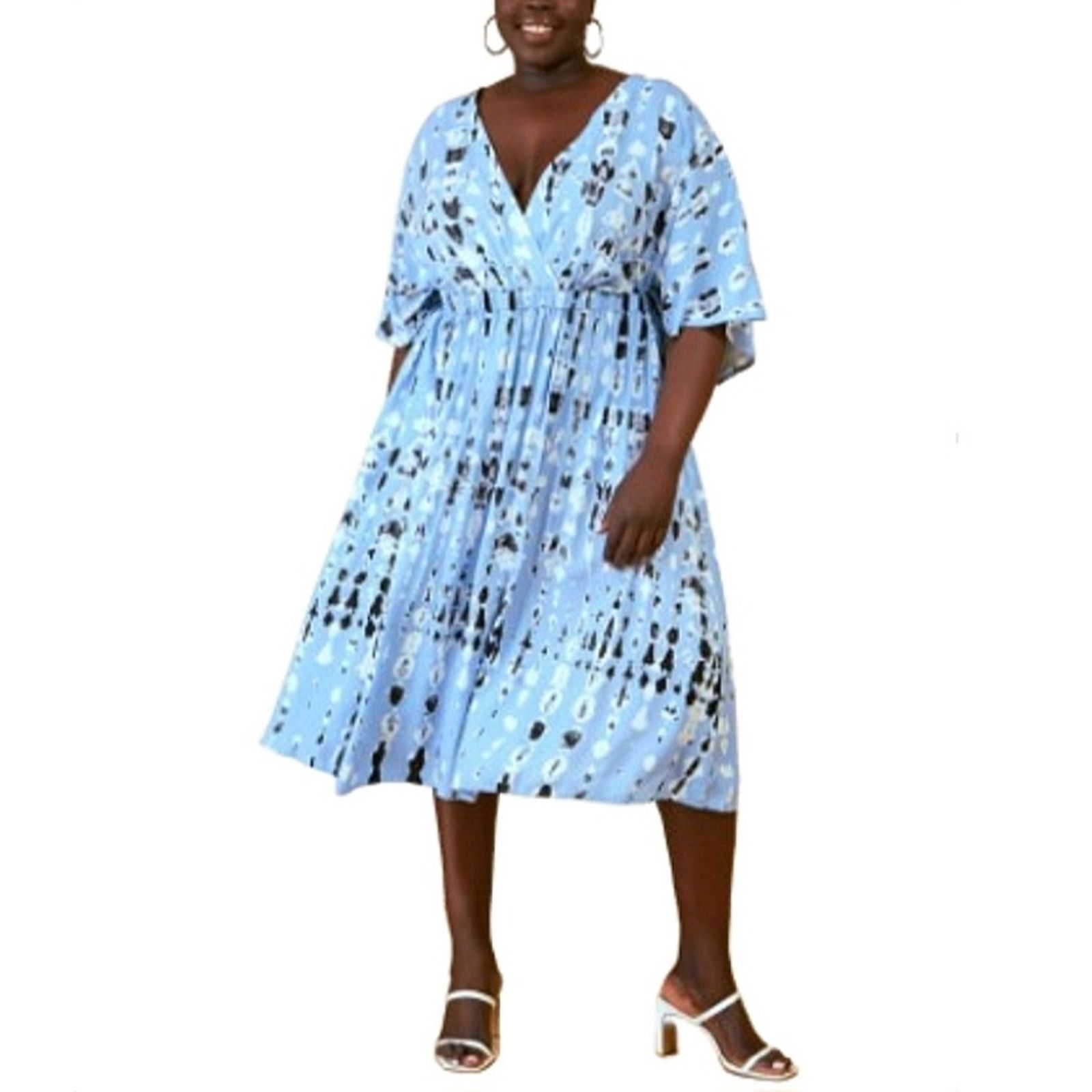 Other SKY BLUE ☆ ABSTRACT PRINT ☆ MIDI DRESS ☆ 5x ☆ NWT Size 4XL / US 24-26 - 2 Thumbnail