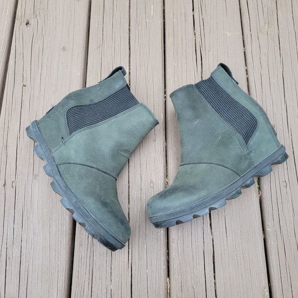 SOREL Sorel Joan Of Arctic Wedge II Distressed Black Leather Chels Size US 8 / IT 38 - 3 Thumbnail