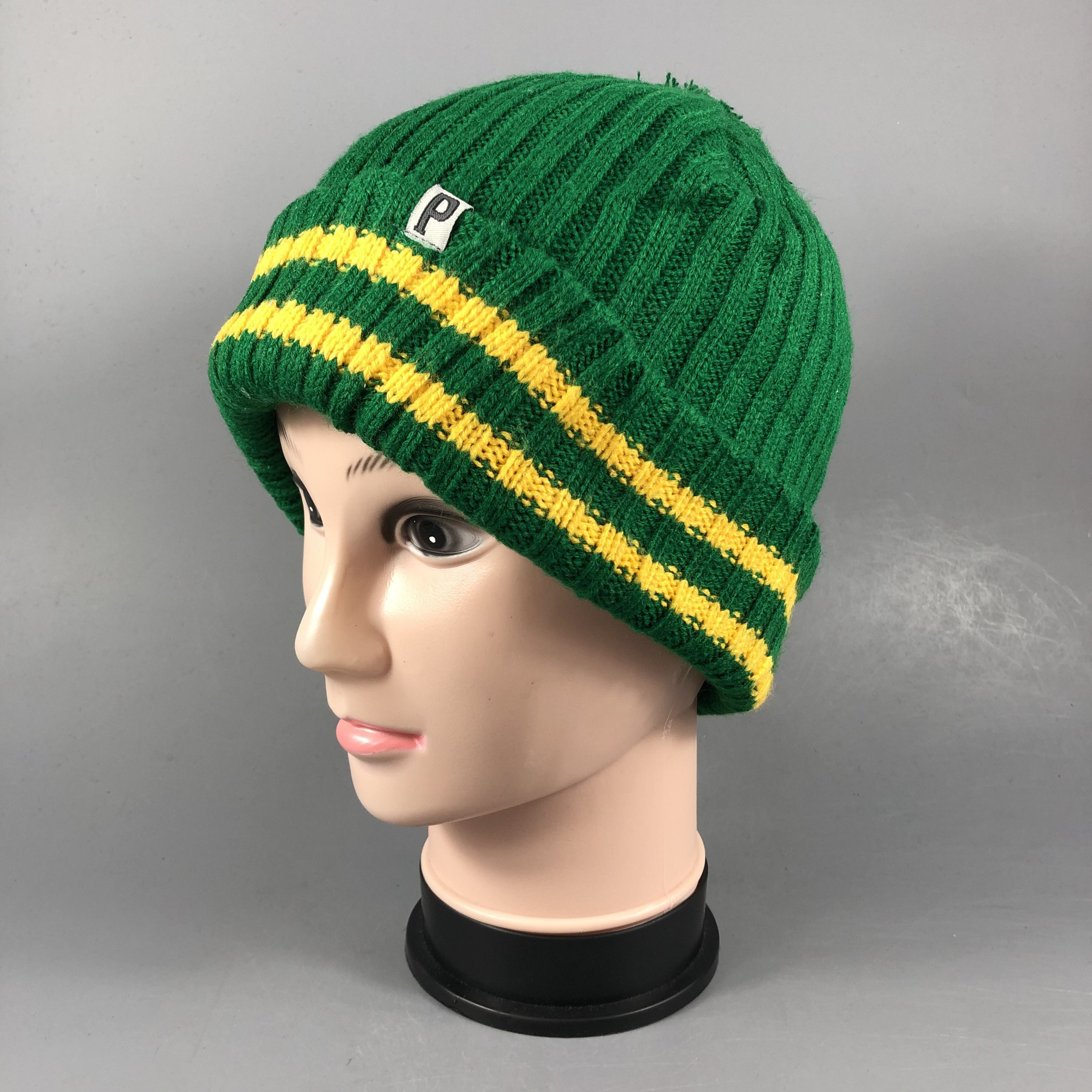 Japanese Brand Green Stripe Beanie Size ONE SIZE - 2 Thumbnail