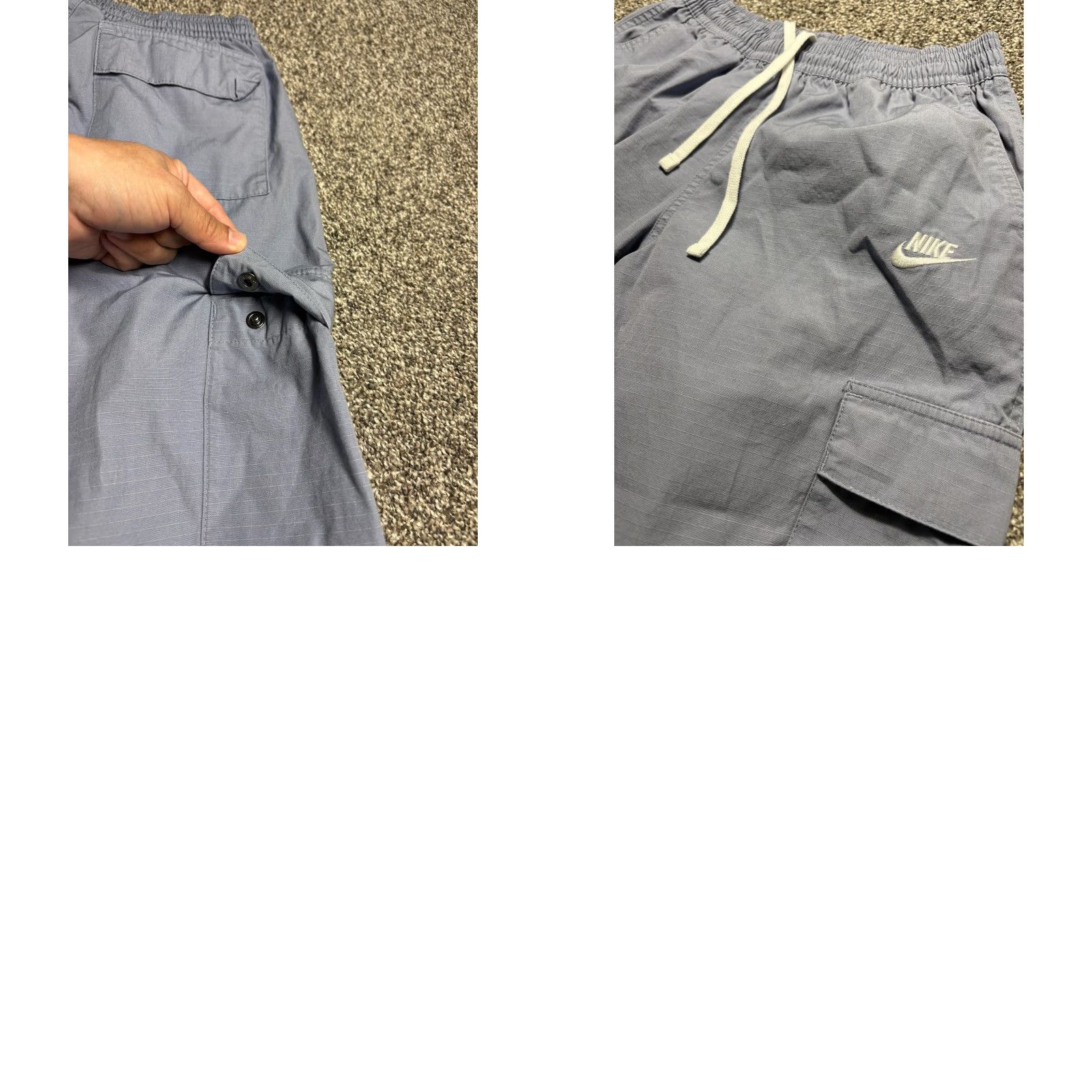 Nike Nike Pants Mens Small Blue Woven Cargo Ripstop Snap Pockets DX0613 Cutoff RW Hem Cargo Pocket Elastic Waist Pockets Mens Blue Nike Size US 29 - 8 Thumbnail