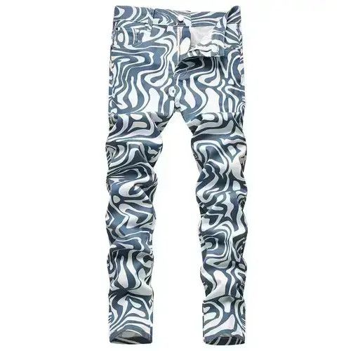 Jean Men 3D digital Printed Jeans Fashion Zebra Print Size US 34 / EU 50 - 6 Thumbnail