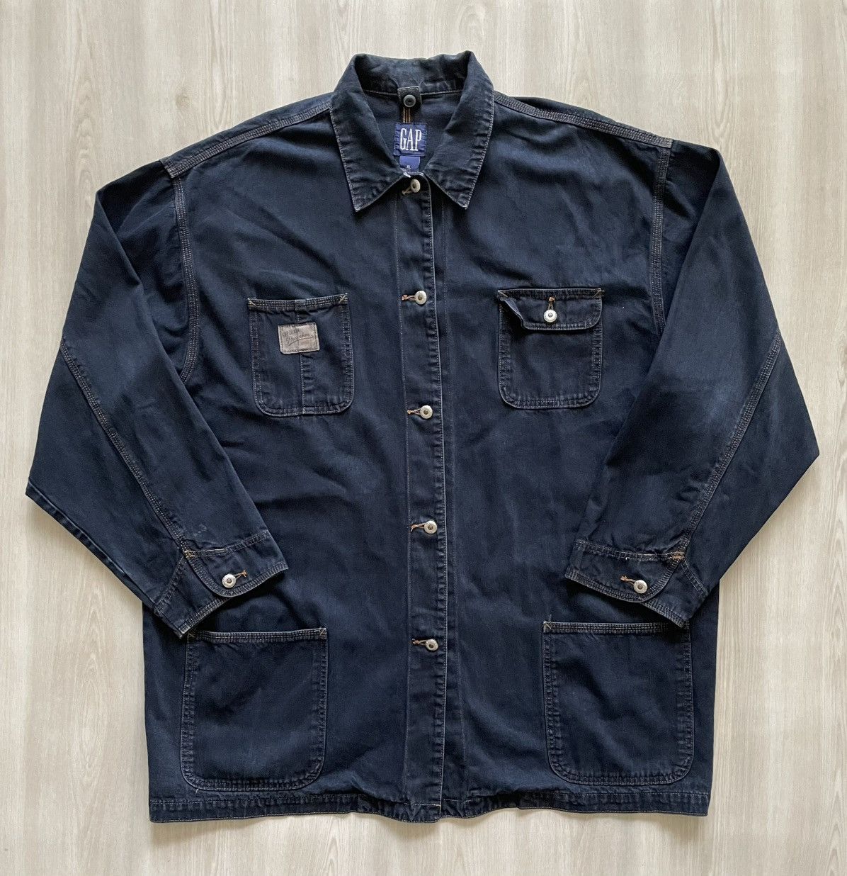 Designer × Gap × Vintage Vintage Gap Denim Premier Standard Chore Jacket Sz XL Size US XL / EU 56 / 4 - 1 Thumbnail
