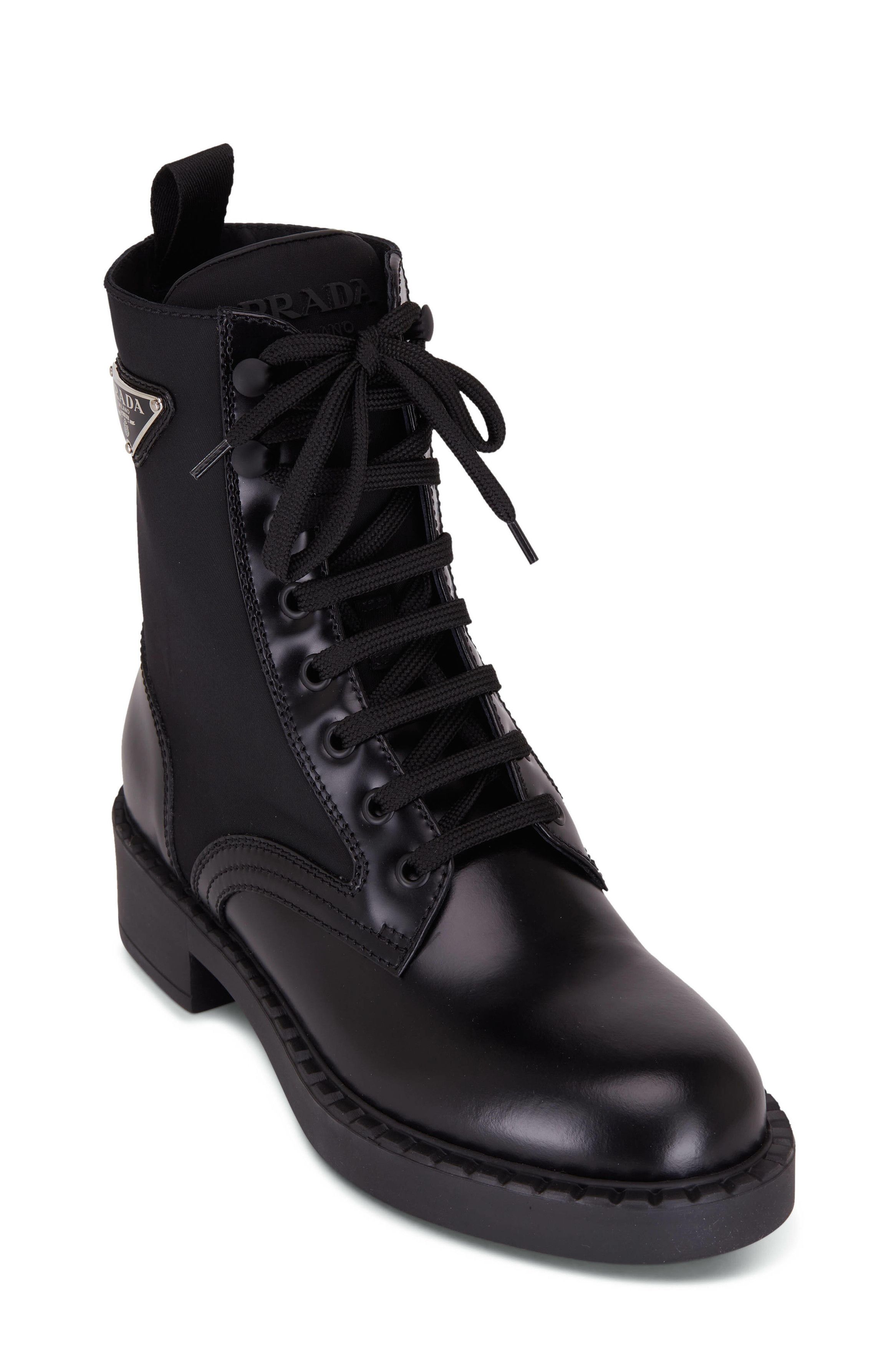 Prada Prada Black Lace Up Combat Military Ankle Mid Calf Boot 36.5 Size US 6.5 / IT 36.5 - 5 Thumbnail