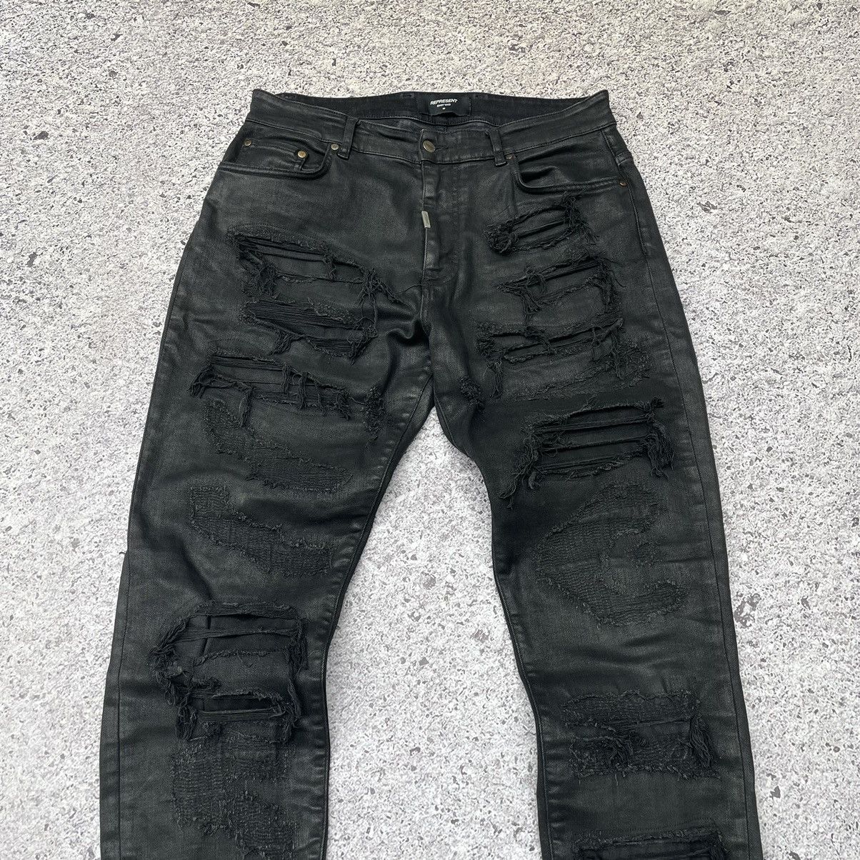 Represent Clo. Represent Clo. Shredded Distressed Black Wax Denim Jeans Size US 36 / EU 52 - 5 Thumbnail