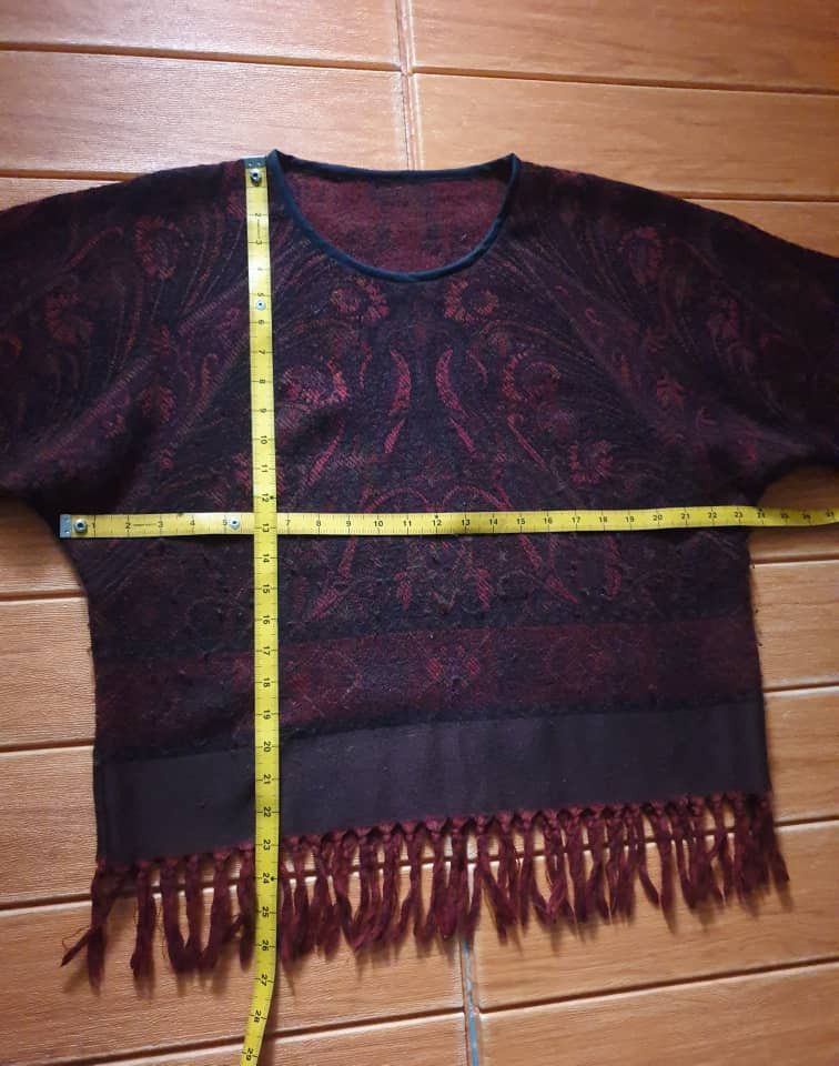 Japanese Brand Abstract burgendy streetwear wool shirt Size US M / EU 48-50 / 2 - 4 Thumbnail