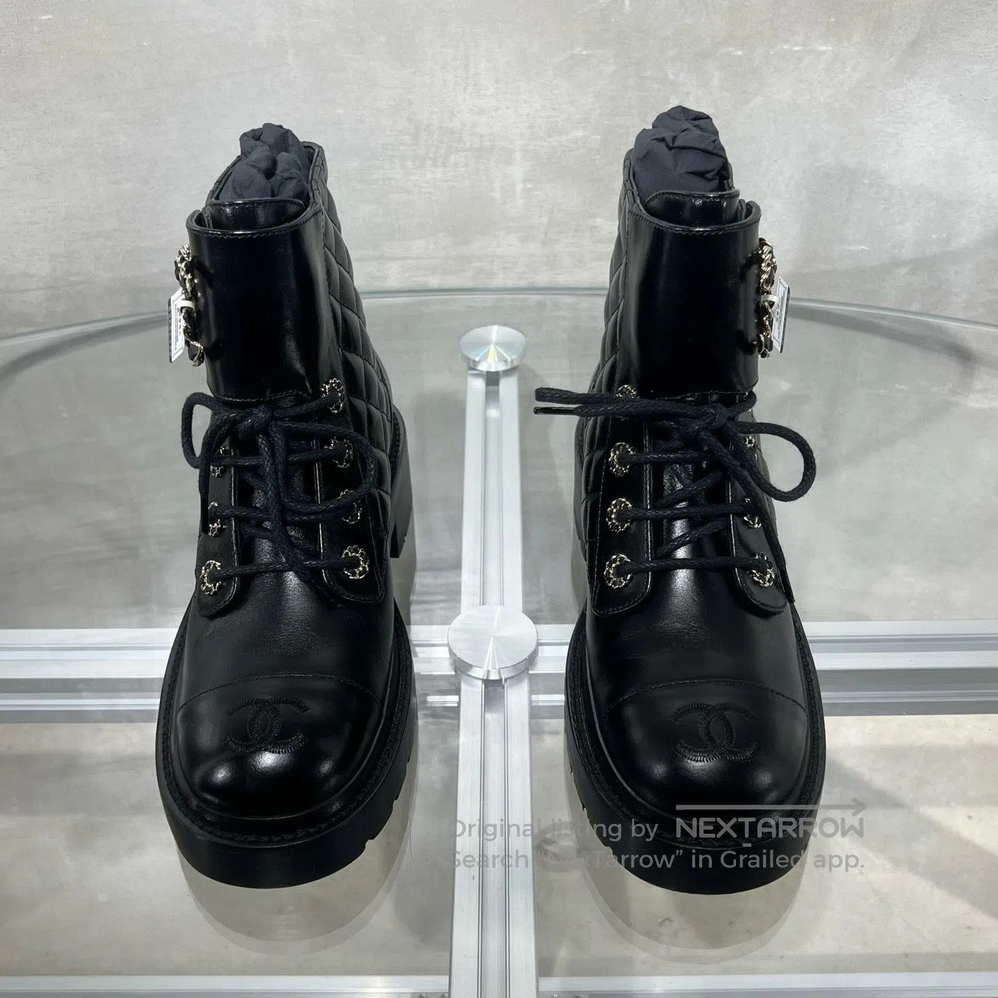 Chanel Chanel Black double-C diamond-patterned short boots Size US 5.5 / IT 35.5 - 2 Thumbnail