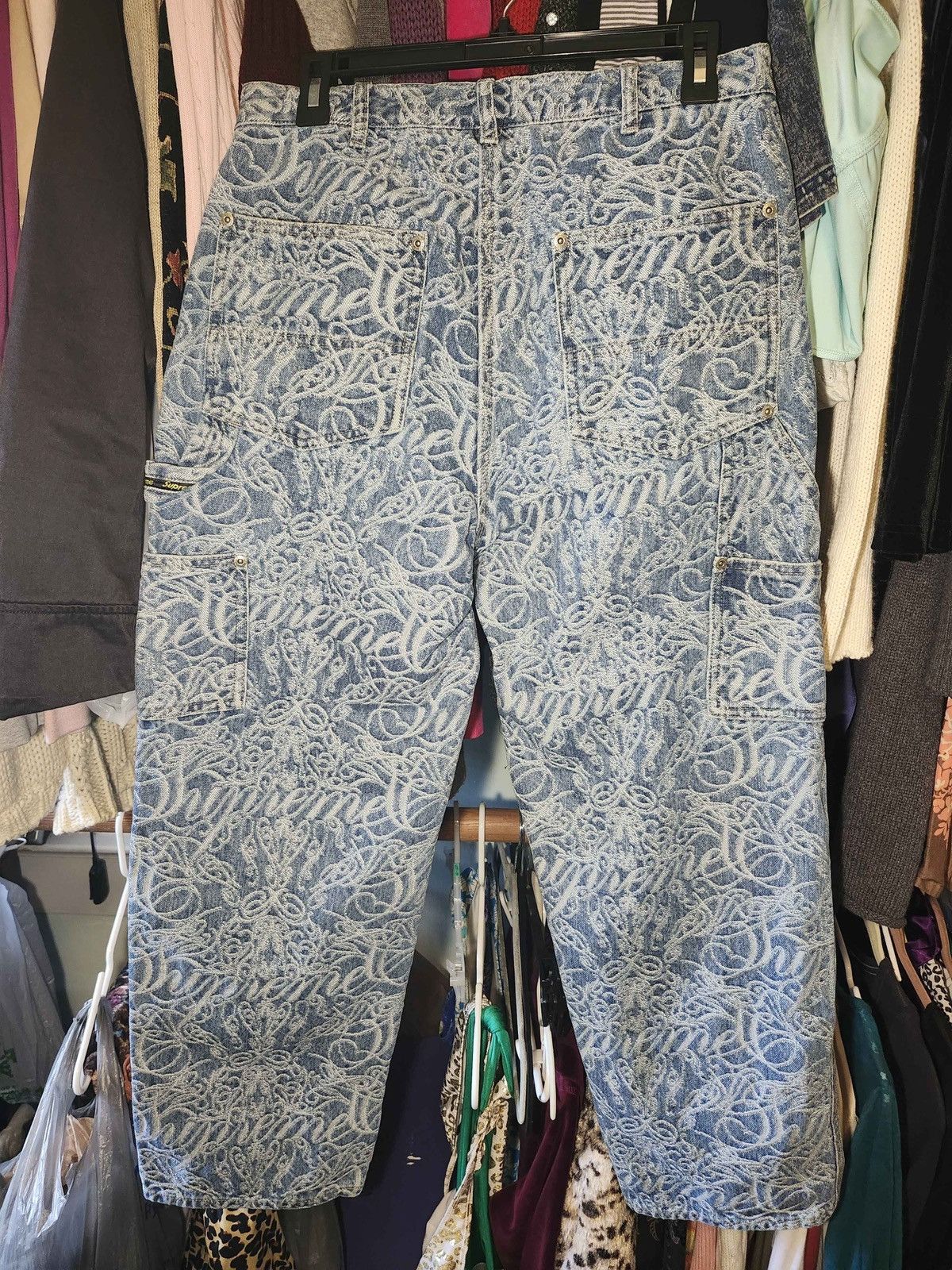 Other Supreme Script Jacquard Double Knee Denim Painter Pant Size 30" / US 8 / IT 44 - 4 Thumbnail