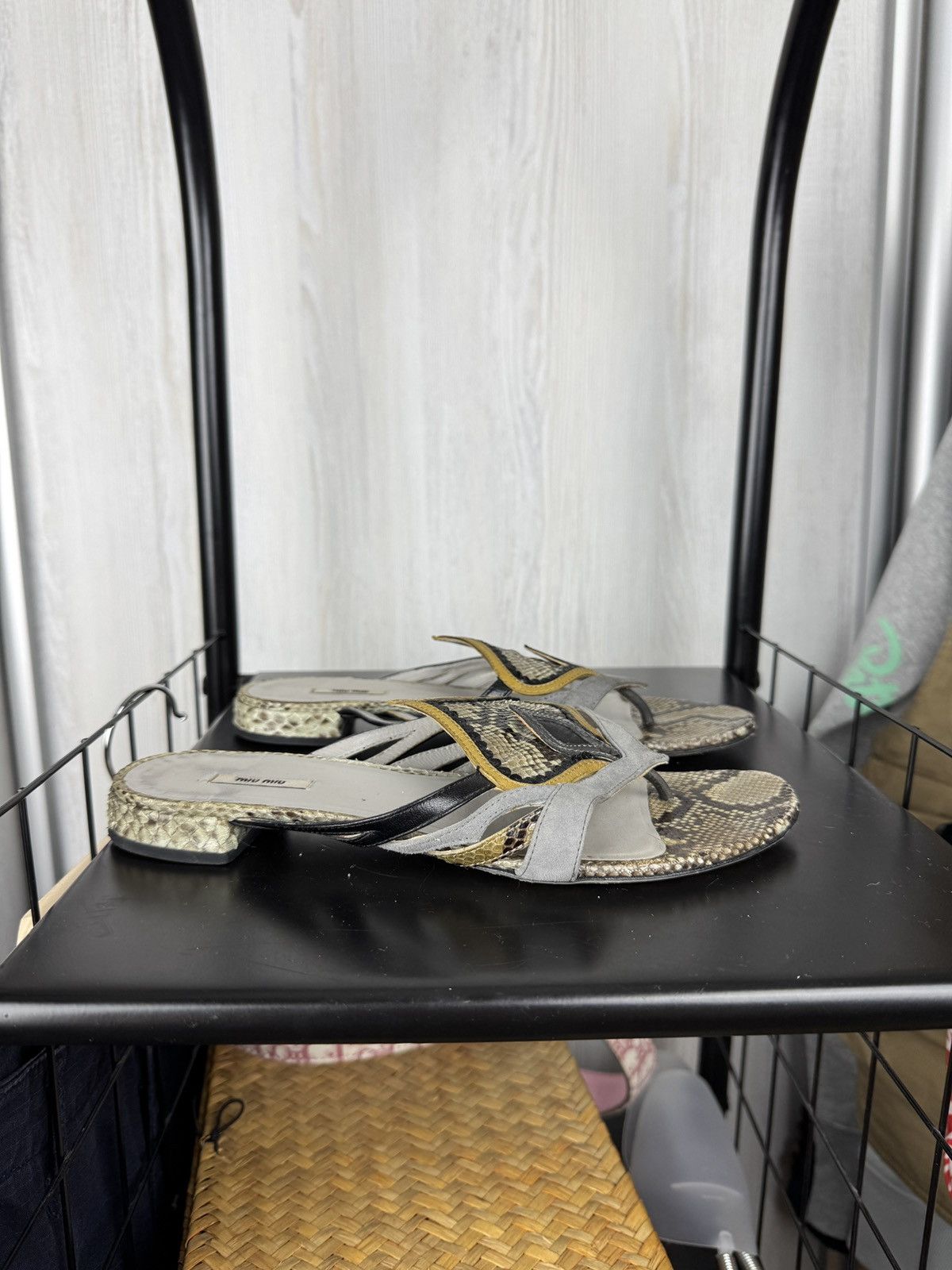 Miu Miu Miu Miu Lizard snake leather and suede sandals mules Sz 37 Size US 7 / IT 37 - 3 Thumbnail