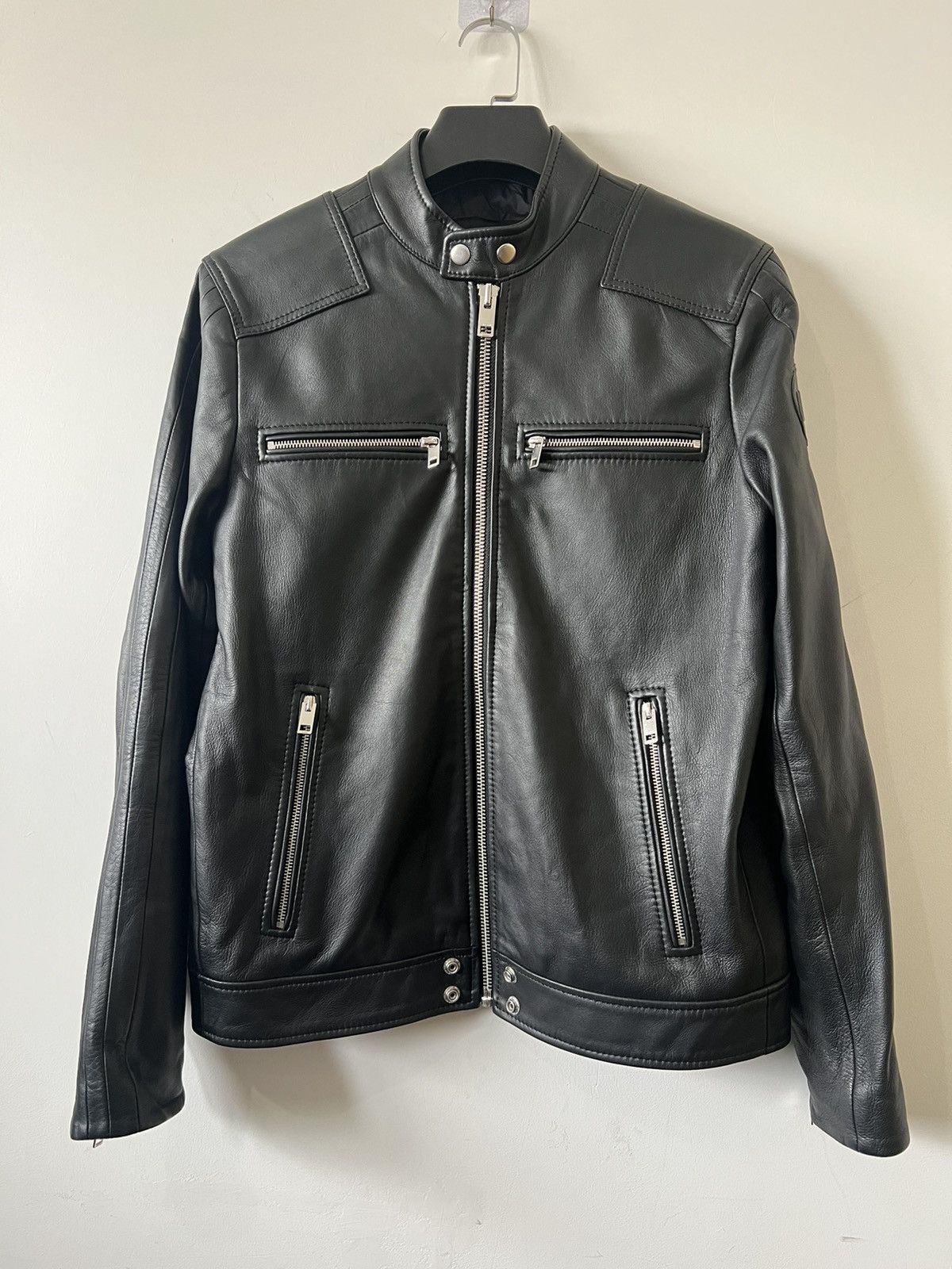 image of Diesel 23Fw Zipper Leather Jacket in Black, Men's (Size Large)
