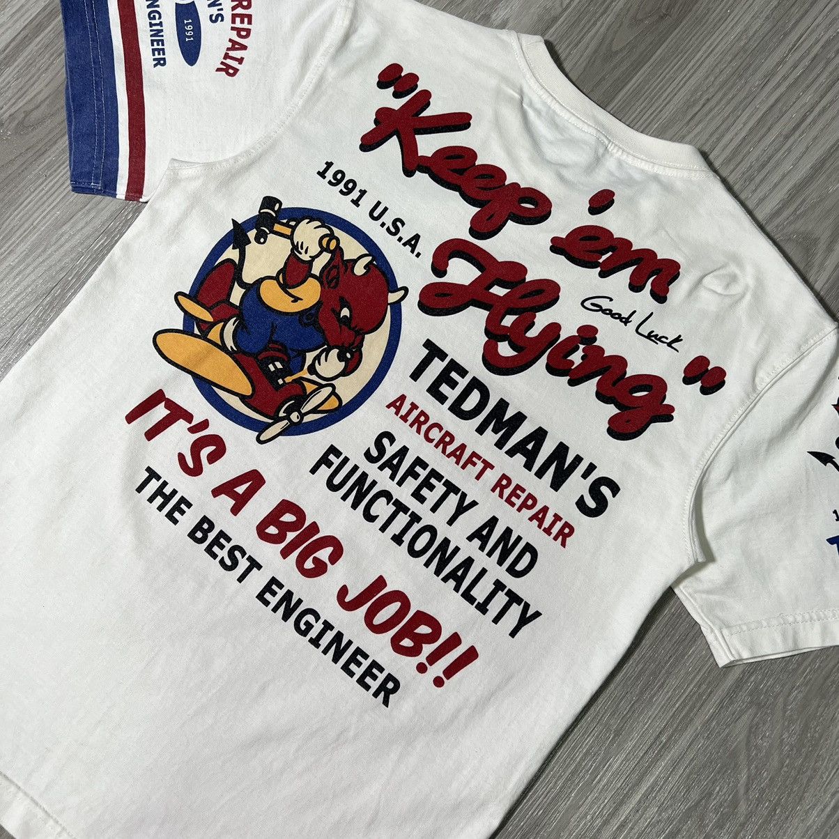 Japanese Brand × Tedman × Vintage Vintage Tedman 1991 "Keep em Flying" Tee Size US S / EU 44-46 / 1 - 8 Thumbnail