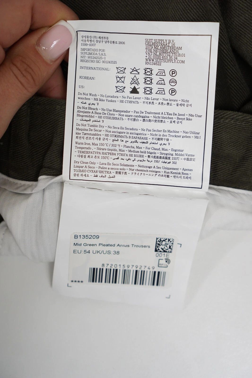Suitsupply Men Suitsupply Trousers Ames Pleat ES Cotton Green UK/US44 Size 44R - 6 Thumbnail