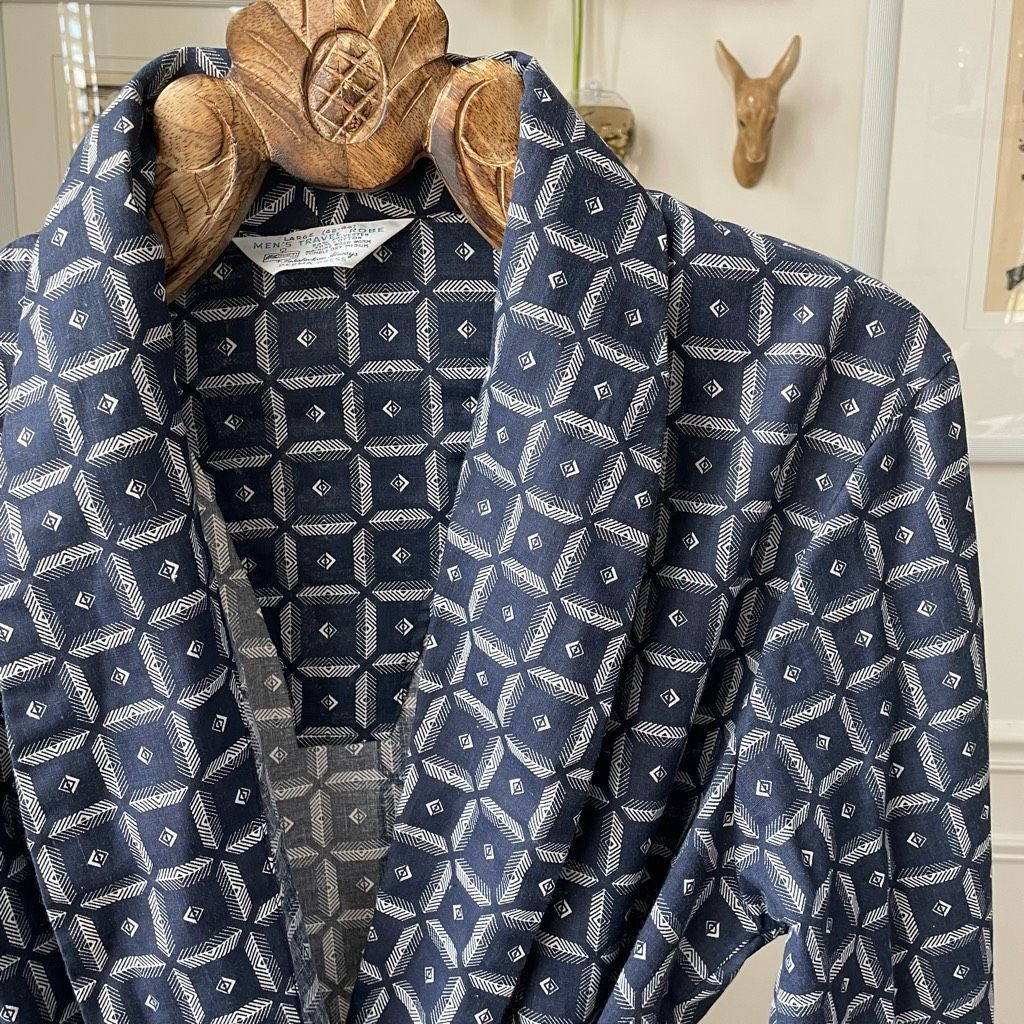 Vintage New Vintage Men’s Kmart Travel Robe Dark Blue L Size ONE SIZE - 2 Thumbnail