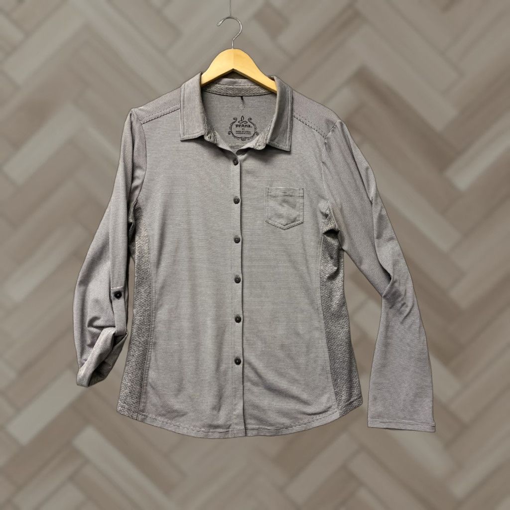 Prana Prana Tunic Top Womens XL Button Up Shirt Soft Long Sleeve Gray Pocket 158-31 Size XL / US 12-14 / IT 48-50 - 1 Thumbnail