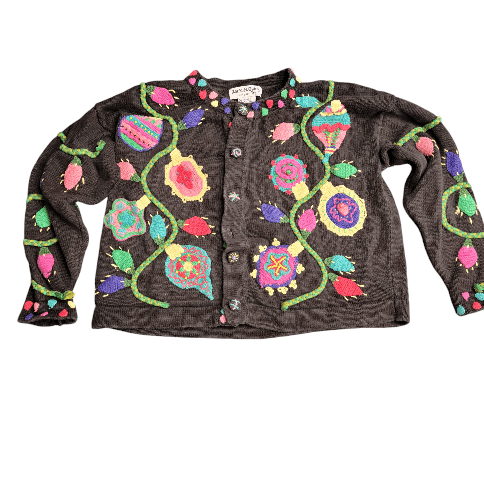 NBDN Nobrandedon Ugly Christmas Sweater Black Crochet Design Offensive Size M / US 6-8 / IT 42-44 - 1 Thumbnail