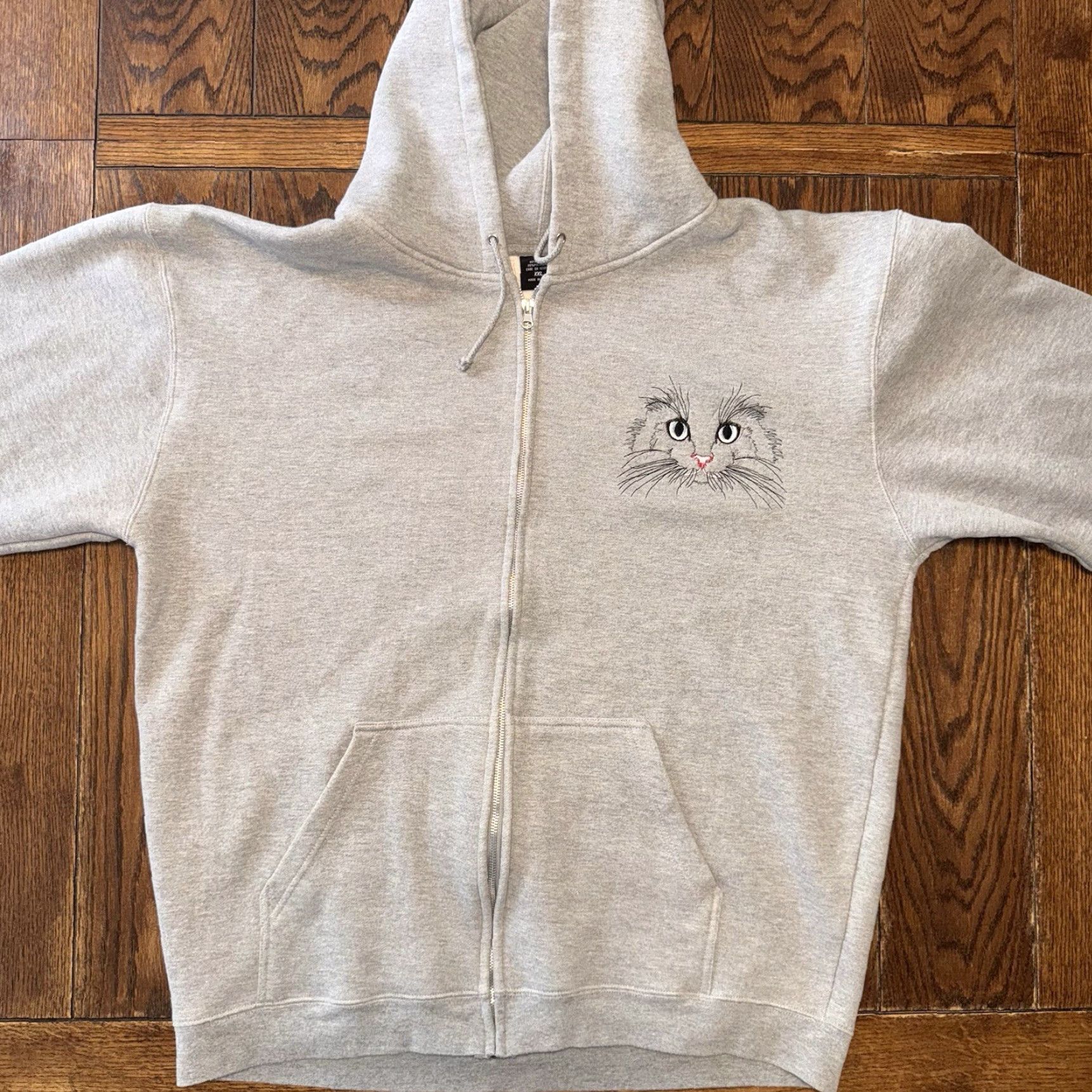 Vintage Vintage Cats Hoodie Size XXL Gray Full Zip Embroidered Cat Kitten Whiskers Size XXL / US 16-18 / IT 52-54 - 3 Thumbnail