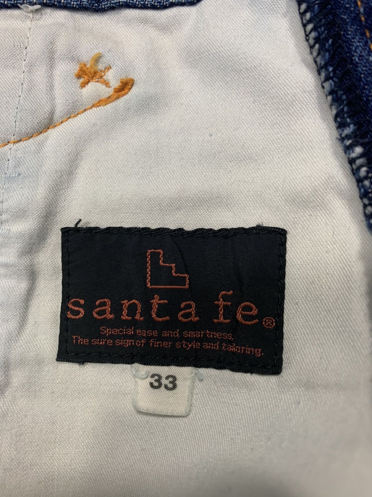 Designer 90s Santa Fe Indigo Denim Jeans Embroidery Logo Back Pocket Size US 32 / EU 48 - 9 Thumbnail