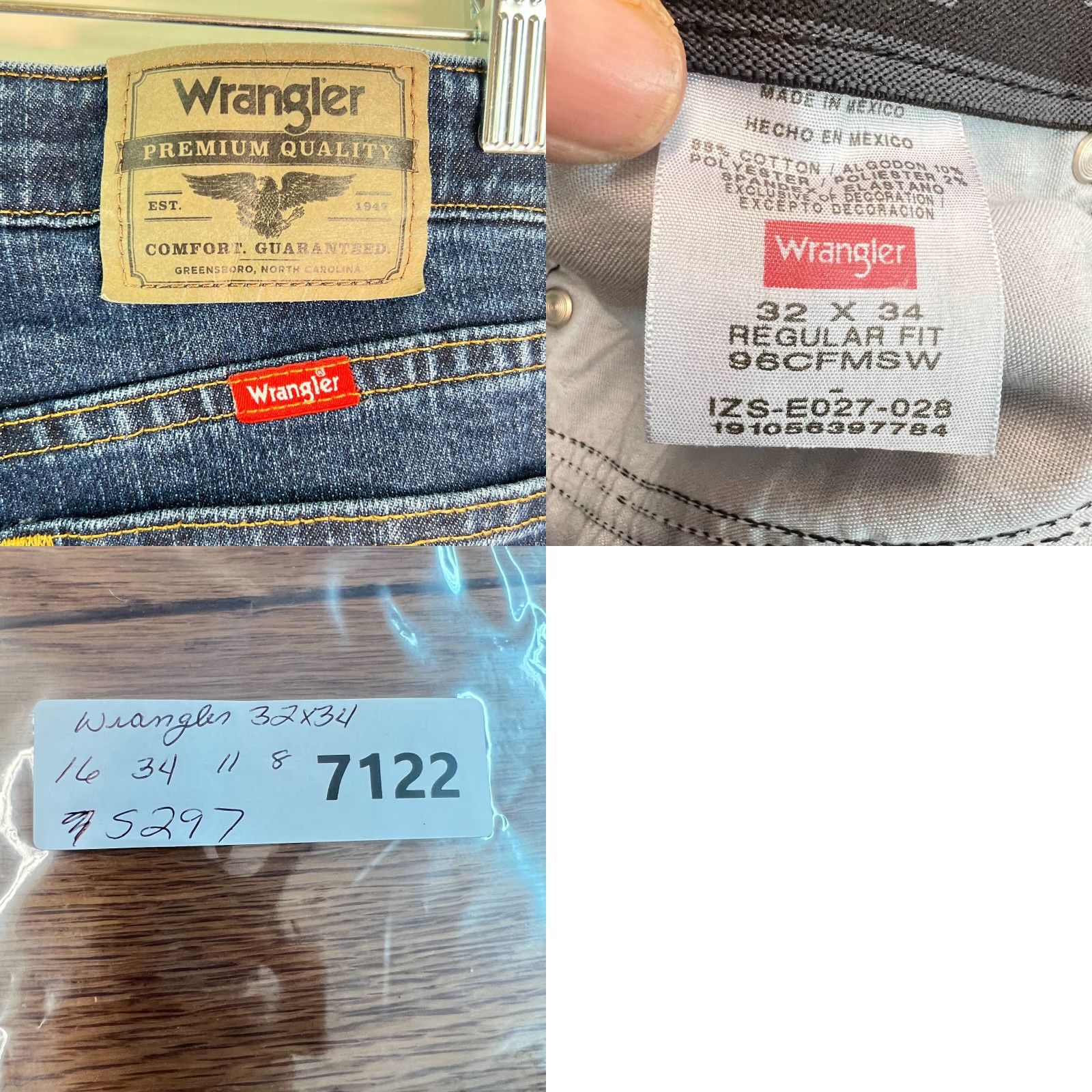 Wrangler Wrangler Mens Regular Fit Medium Wash Blue Denim Straight Leg Jeans Size 32X34 Size US 32 / EU 48 - 8 Thumbnail