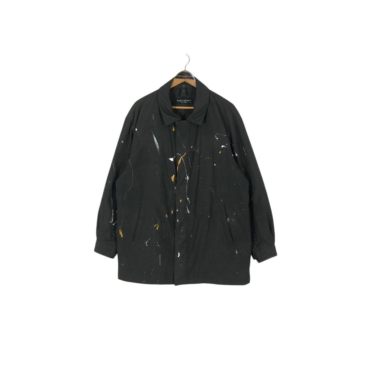 Yves Saint Laurent Yves Saint Laurent Pour Homme Big Logo Paint Splatter Parka Size US L / EU 52-54 / 3 - 3 Thumbnail